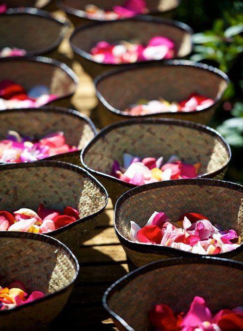 Blessing flowers petals at bhikkhuni ordination